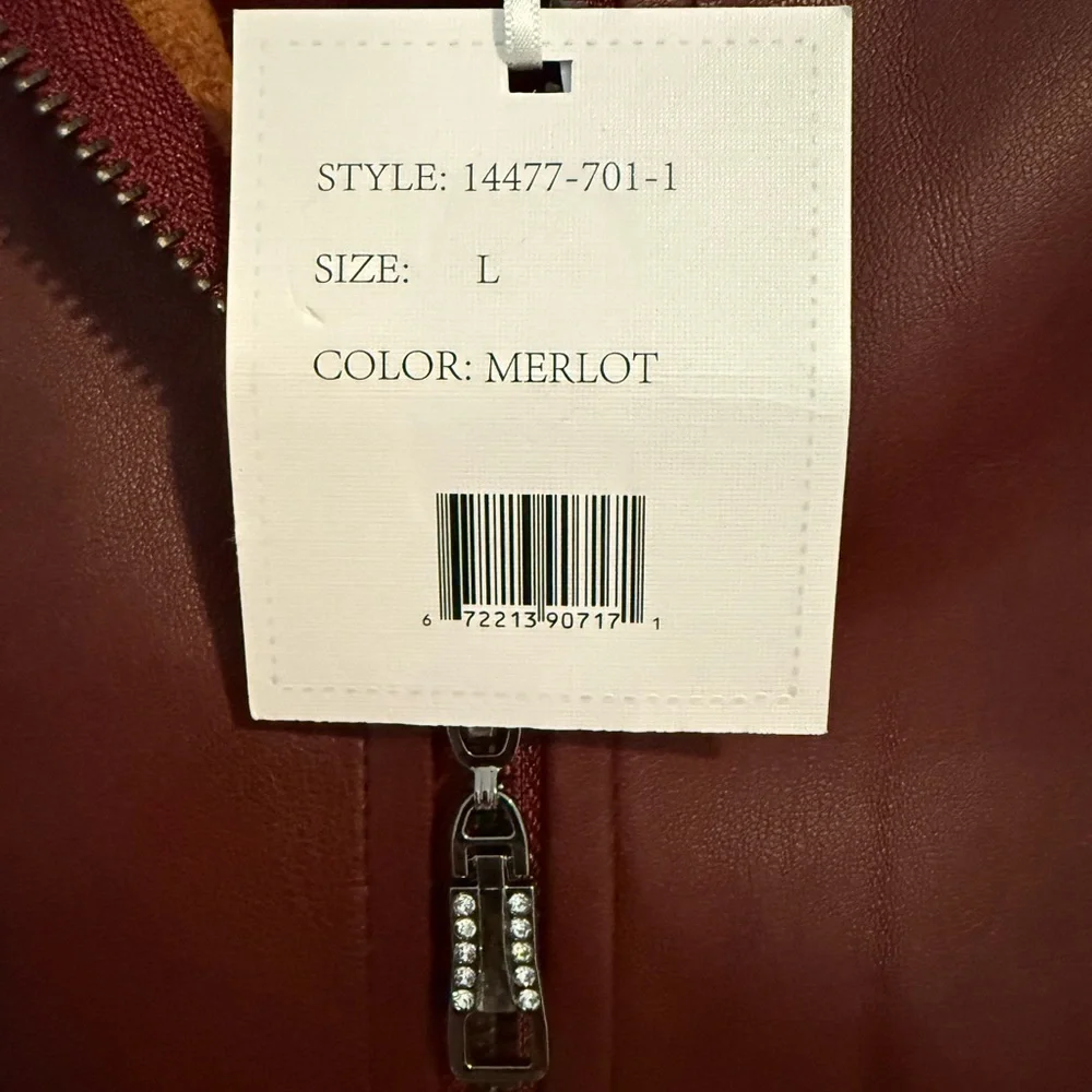 Sioni Milano Faux Leather Front Zippered Cardigan Sweater Size Large NWT - Picture 6 of 7